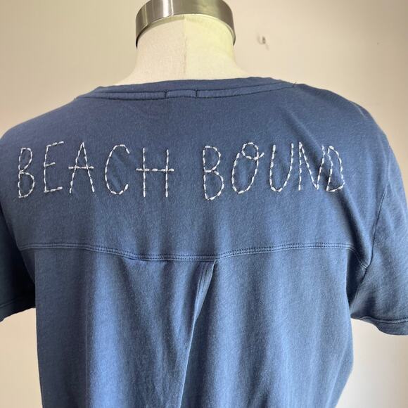 Aerie Blue Embroidered Back "Beach Bound Lightweight T Shirt Size Large - Picture 6 of 6